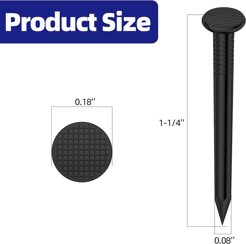 Etauwe 1-1/4 Inch Black Carbon Steel Flat Nails, 500 PCS - Image 2